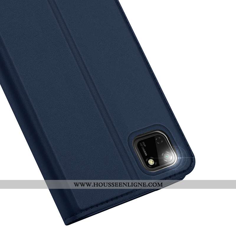 Coque Huawei Y5p Légère Cuir Carte Étui Clamshell Magnétisme Bleu