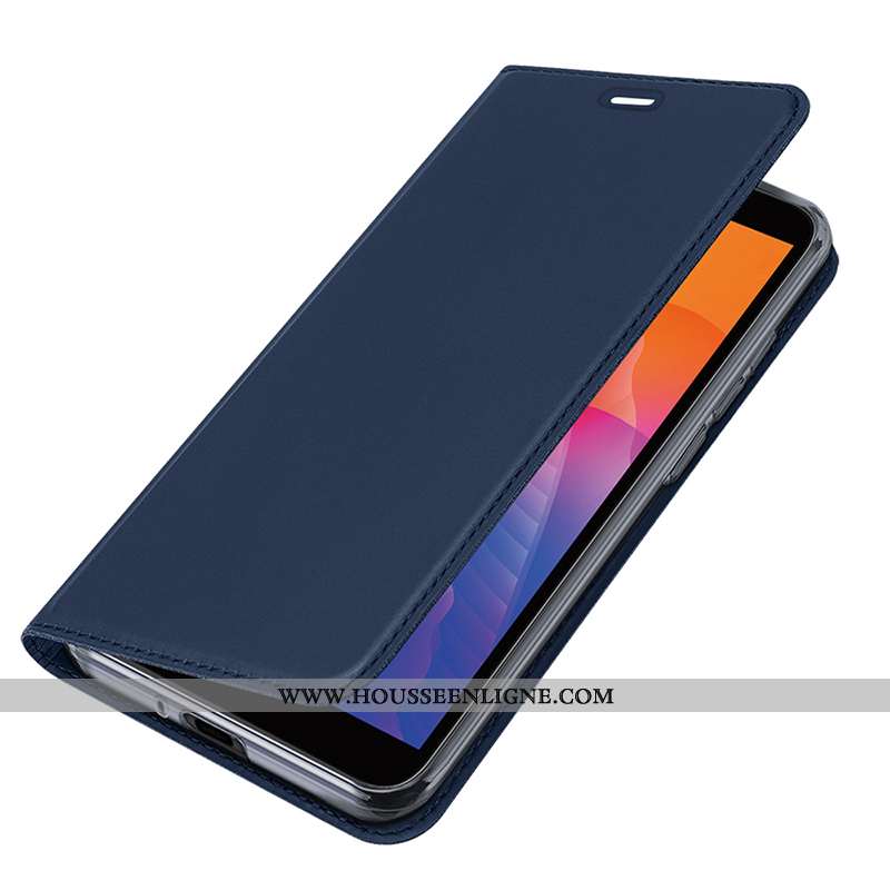 Coque Huawei Y5p Légère Cuir Carte Étui Clamshell Magnétisme Bleu