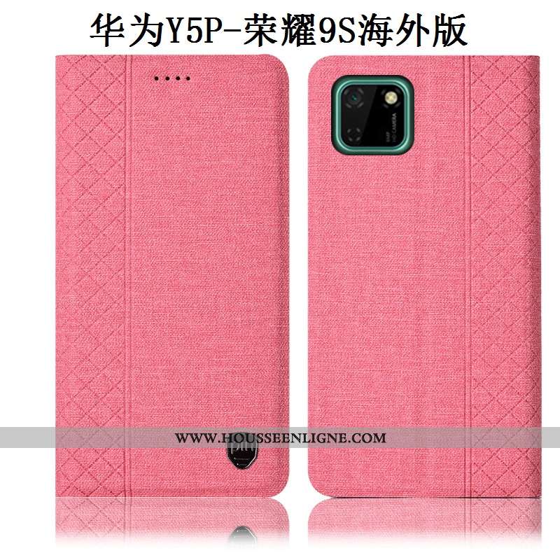 Coque Huawei Y5p Protection Cuir Téléphone Portable Lin Gris Incassable