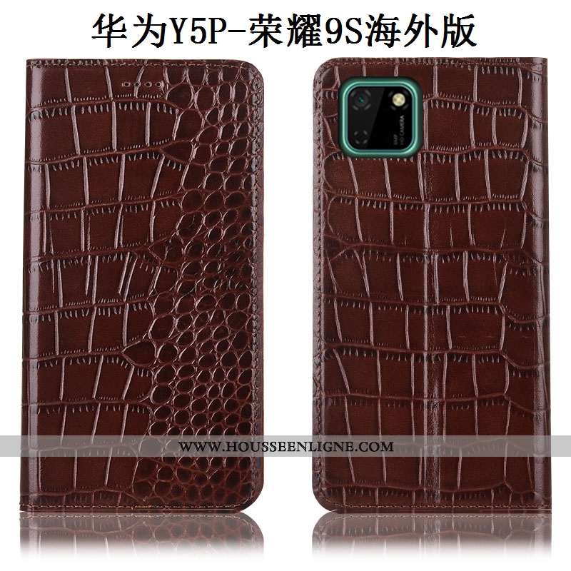 Coque Huawei Y5p Protection Cuir Véritable Tout Compris Téléphone Portable Étui Marron