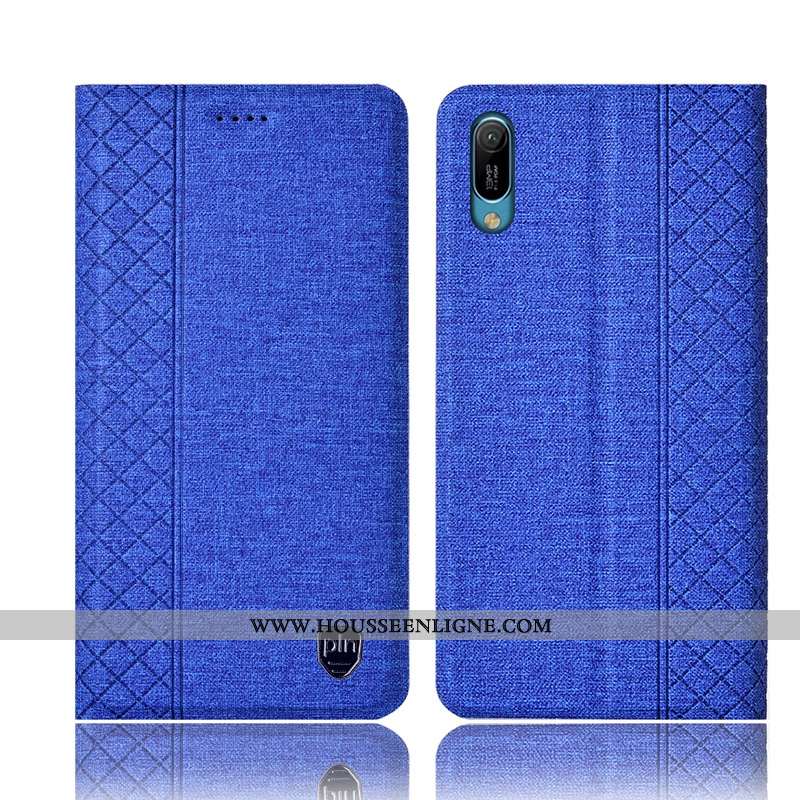 Coque Huawei Y6 2020 Cuir Lin Étui Téléphone Portable Tout Compris 2020 Marron