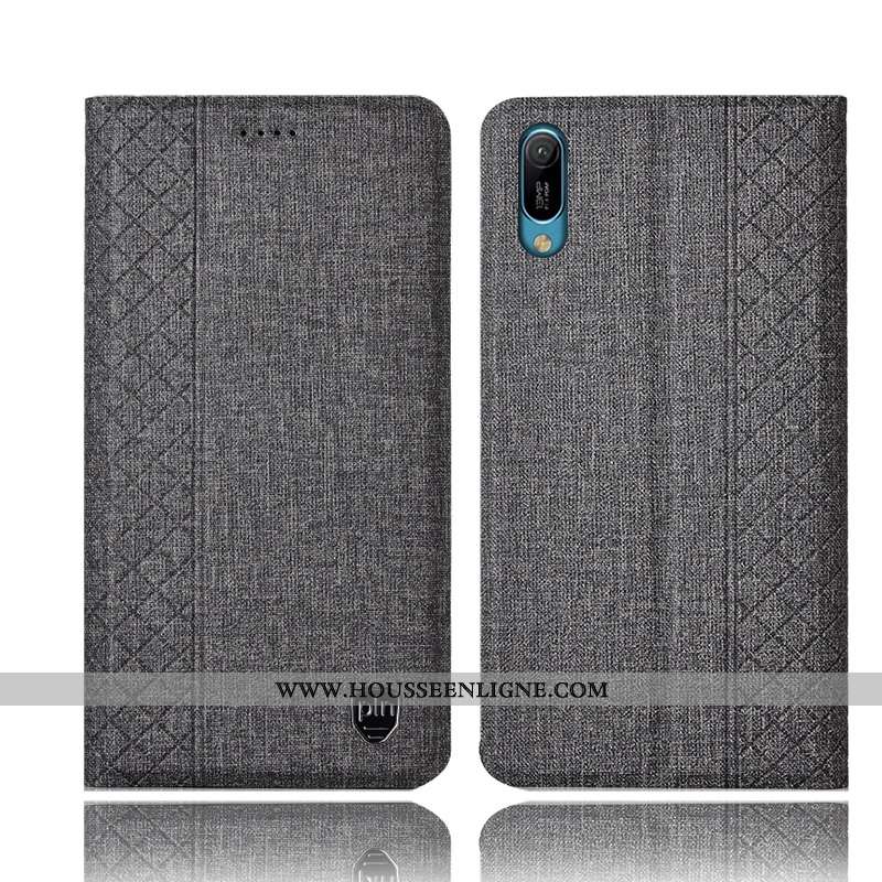 Coque Huawei Y6 2020 Cuir Lin Étui Téléphone Portable Tout Compris 2020 Marron
