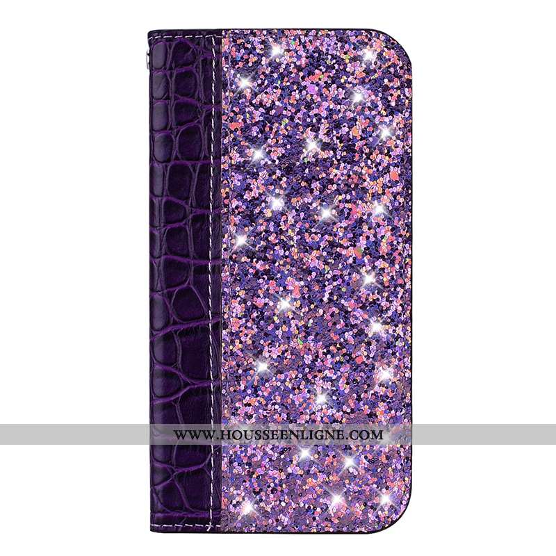 Coque Huawei Y6 2020 Cuir Modèle Fleurie Crocodile Étui Protection 2020 Violet
