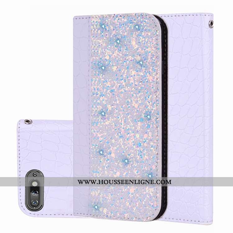 Coque Huawei Y6 2020 Cuir Modèle Fleurie Crocodile Étui Protection 2020 Violet