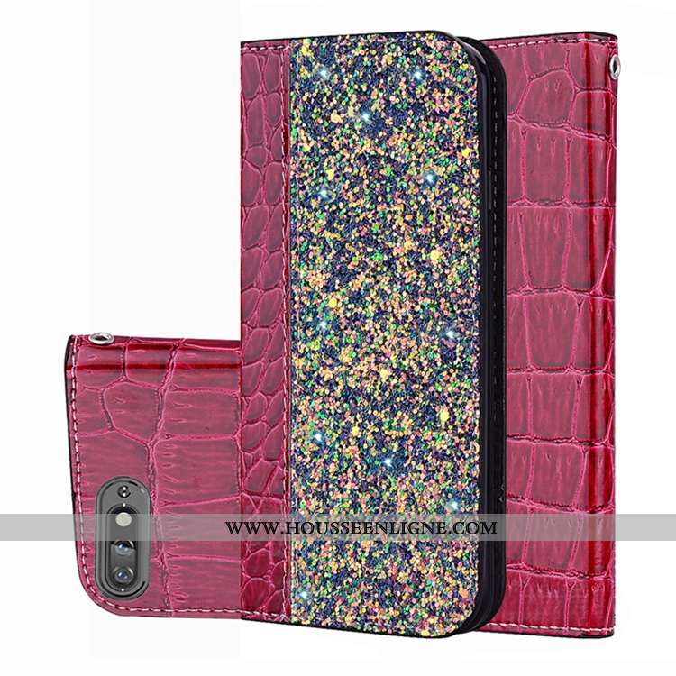 Coque Huawei Y6 2020 Cuir Modèle Fleurie Crocodile Étui Protection 2020 Violet