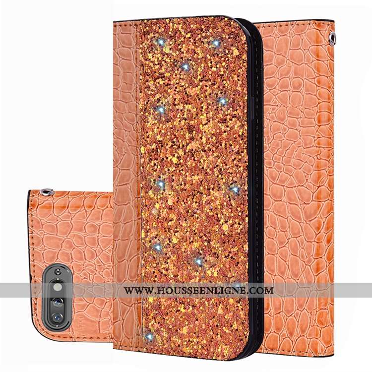 Coque Huawei Y6 2020 Cuir Modèle Fleurie Crocodile Étui Protection 2020 Violet