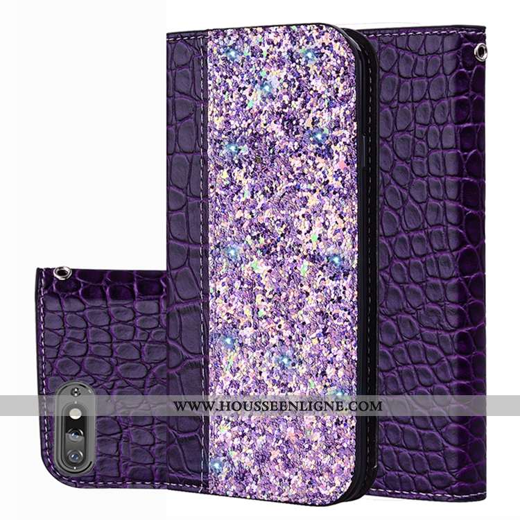 Coque Huawei Y6 2020 Cuir Modèle Fleurie Crocodile Étui Protection 2020 Violet