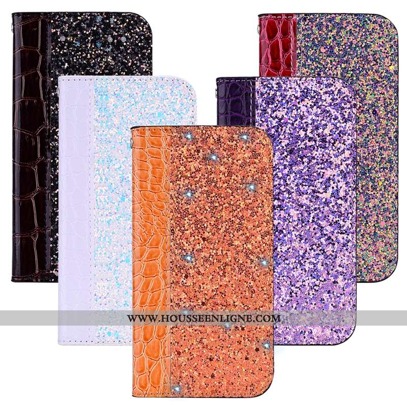 Coque Huawei Y6 2020 Cuir Modèle Fleurie Crocodile Étui Protection 2020 Violet