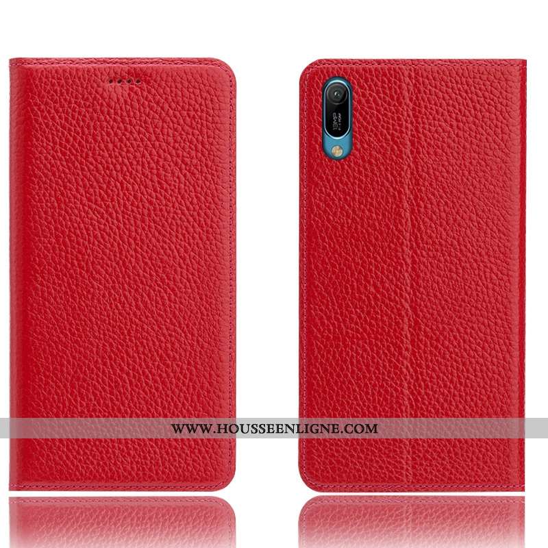 Coque Huawei Y6 2020 Cuir Modèle Fleurie Étui 2020 Protection Véritable Tout Compris Marron