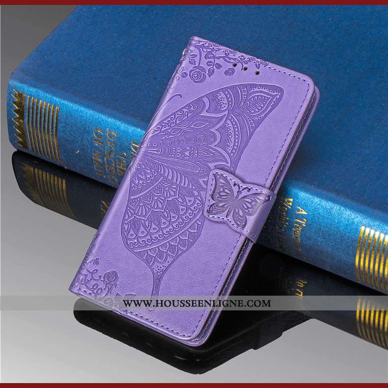 Coque Huawei Y6 2020 Gaufrage Charmant Fleur Étui Violet En Relief 2020