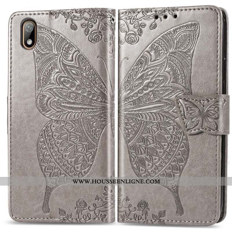 Coque Huawei Y6 2020 Gaufrage Charmant Fleur Étui Violet En Relief 2020