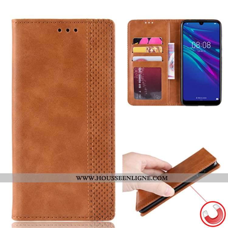 Coque Huawei Y6 2020 Protection Portefeuille 2020 Téléphone Portable Magnétisme Étui Marron
