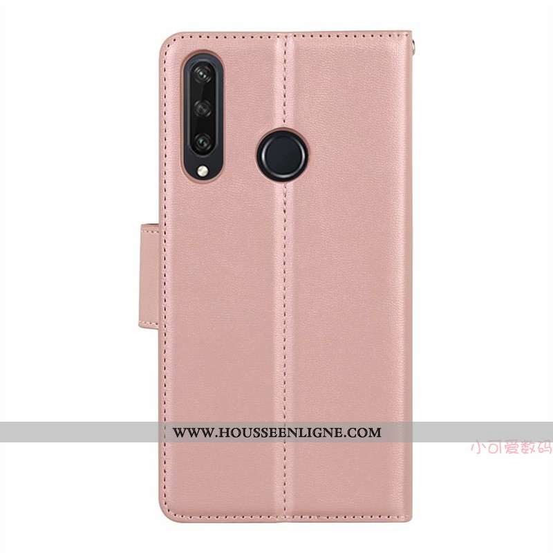 Coque Huawei Y6p Cuir Véritable Cuir Rose Incassable Étui Silicone Tout Compris