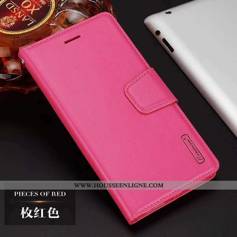 Coque Huawei Y6p Cuir Véritable Cuir Rose Incassable Étui Silicone Tout Compris