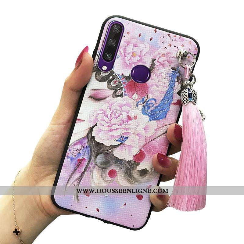 Coque Huawei Y6p Fluide Doux Protection Rose Vent Vintage Étui Téléphone Portable