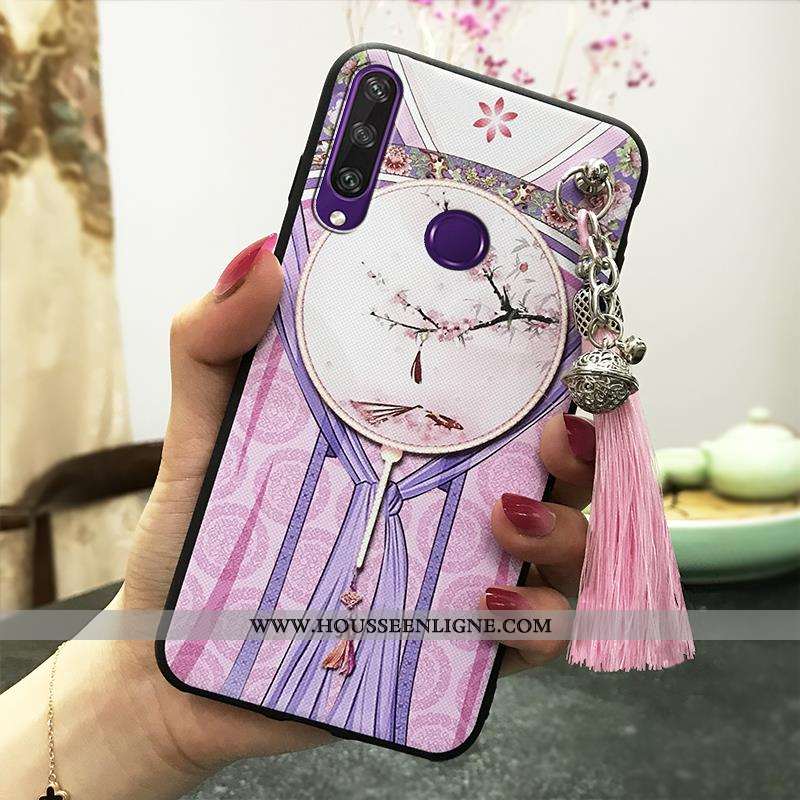 Coque Huawei Y6p Fluide Doux Protection Rose Vent Vintage Étui Téléphone Portable