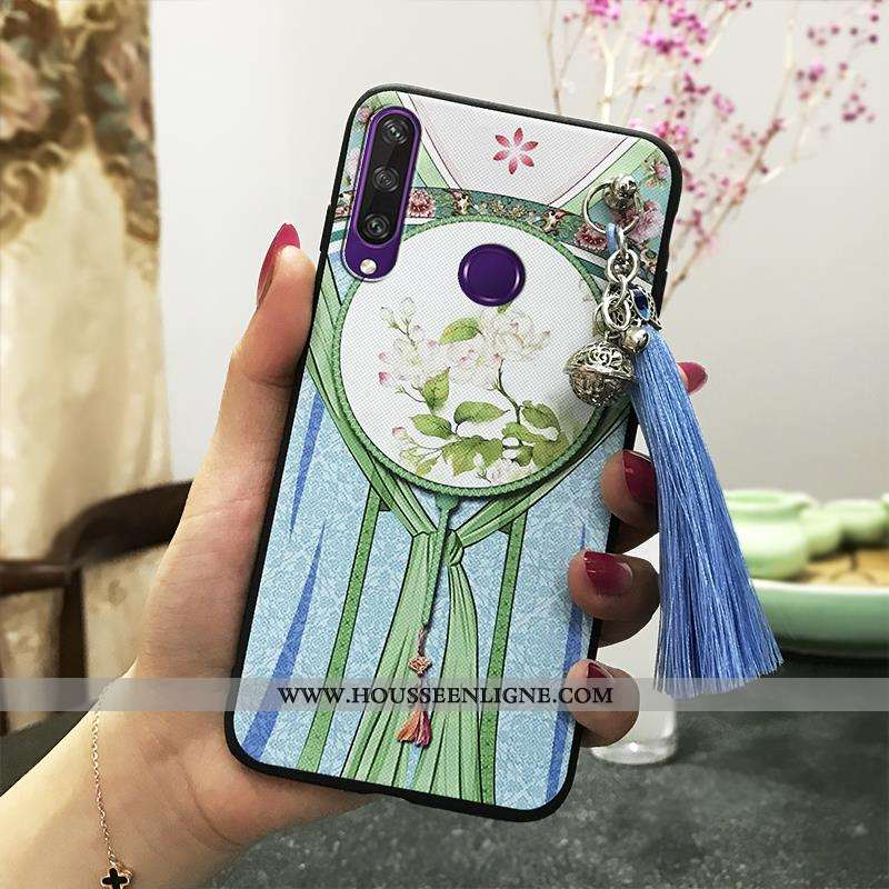 Coque Huawei Y6p Fluide Doux Protection Rose Vent Vintage Étui Téléphone Portable