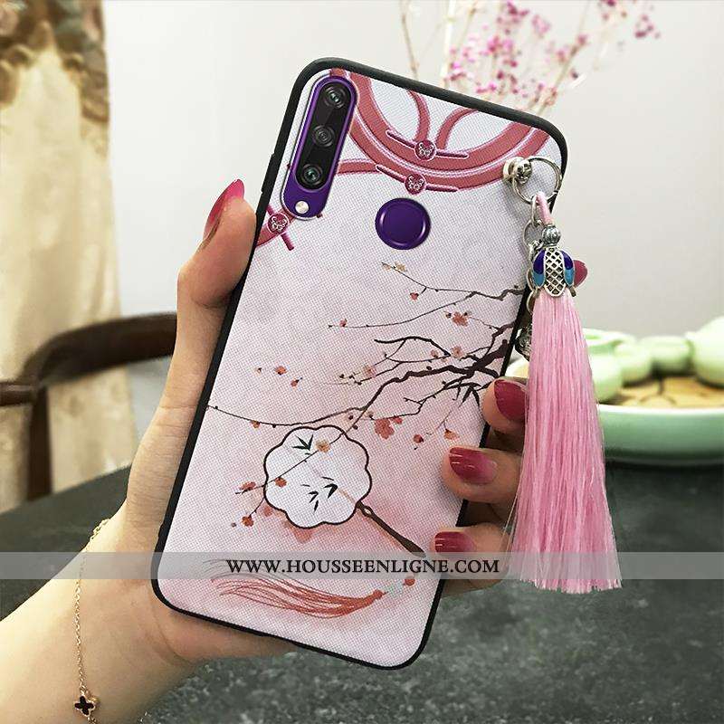 Coque Huawei Y6p Fluide Doux Protection Rose Vent Vintage Étui Téléphone Portable