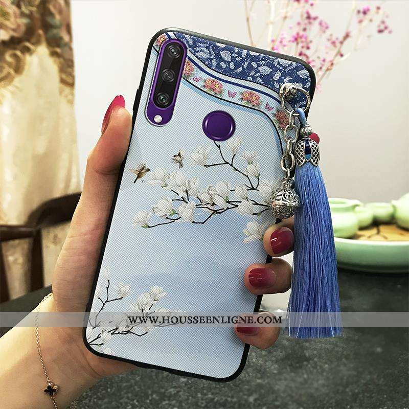 Coque Huawei Y6p Fluide Doux Protection Rose Vent Vintage Étui Téléphone Portable
