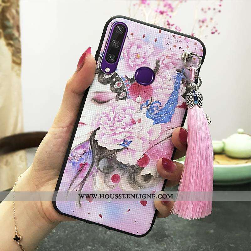 Coque Huawei Y6p Fluide Doux Protection Rose Vent Vintage Étui Téléphone Portable