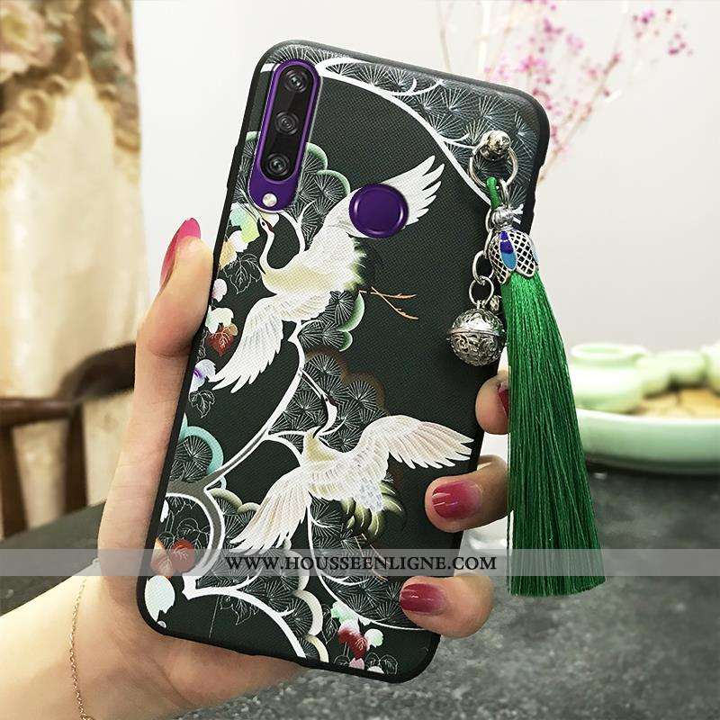 Coque Huawei Y6p Fluide Doux Protection Rose Vent Vintage Étui Téléphone Portable