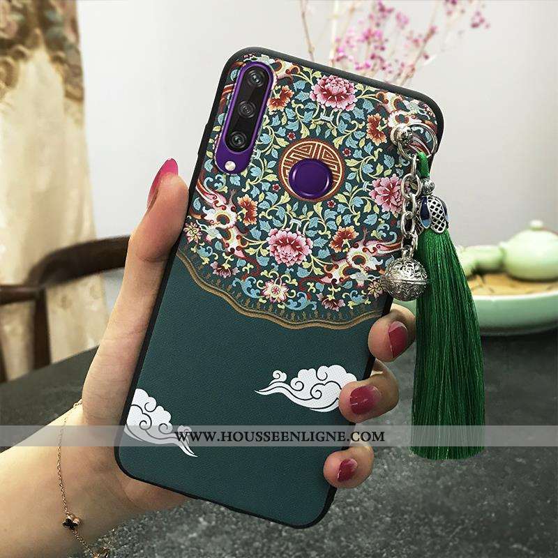 Coque Huawei Y6p Fluide Doux Protection Rose Vent Vintage Étui Téléphone Portable