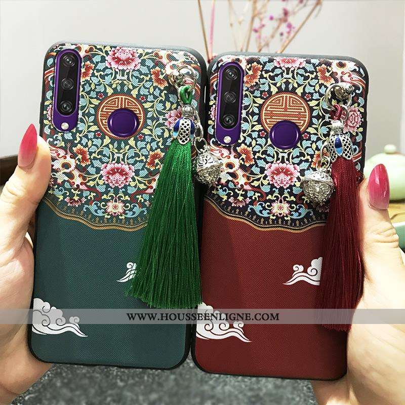 Coque Huawei Y6p Fluide Doux Protection Rose Vent Vintage Étui Téléphone Portable