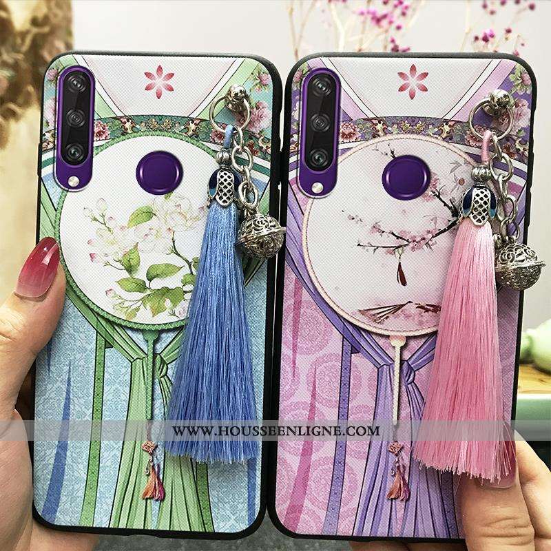 Coque Huawei Y6p Fluide Doux Protection Rose Vent Vintage Étui Téléphone Portable