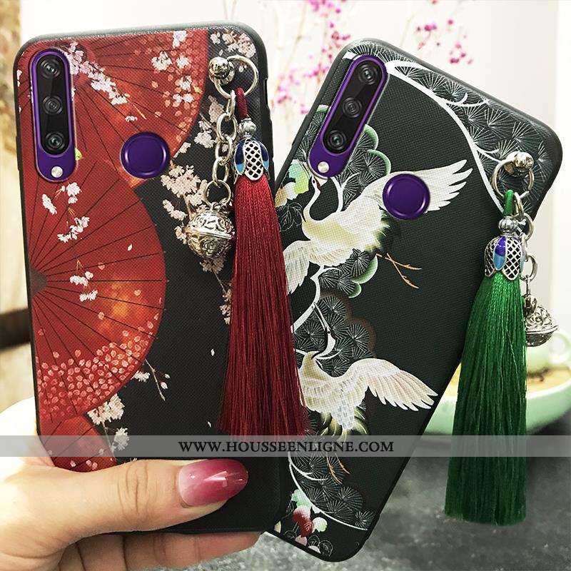 Coque Huawei Y6p Fluide Doux Protection Rose Vent Vintage Étui Téléphone Portable