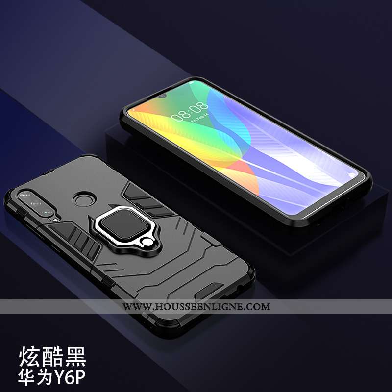 Coque Huawei Y6p Fluide Doux Téléphone Portable Difficile Support Incassable Armure Business Rouge
