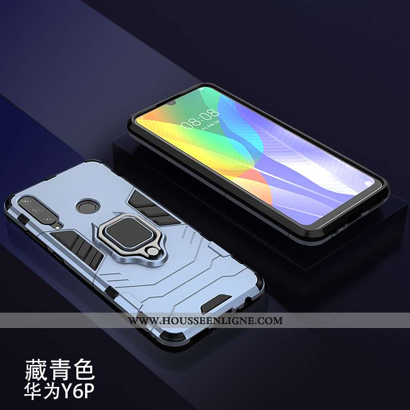 Coque Huawei Y6p Fluide Doux Téléphone Portable Difficile Support Incassable Armure Business Rouge