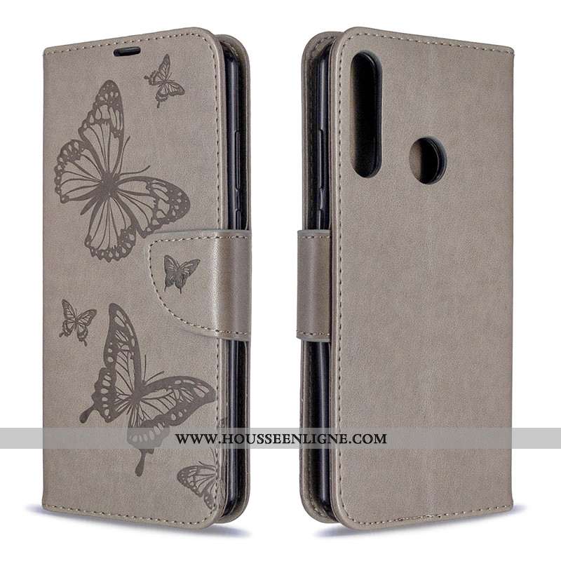 Coque Huawei Y6p Gaufrage Cuir Téléphone Portable Ornements Suspendus Violet Étui En Relief