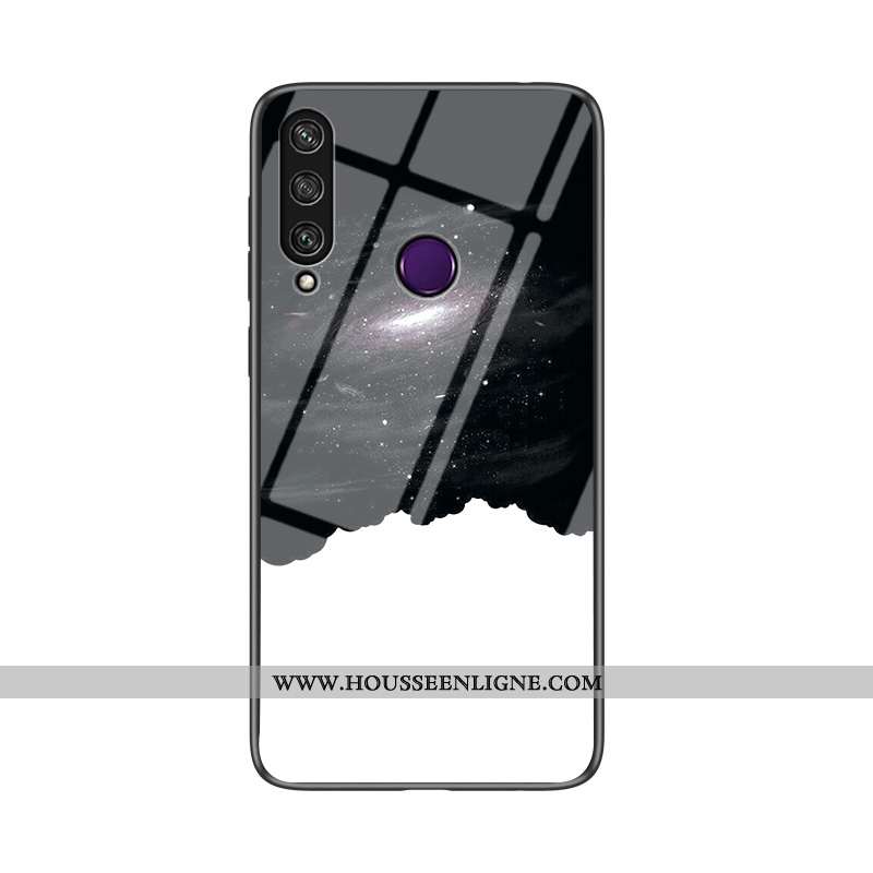 Coque Huawei Y6p Protection Verre Fluide Doux Dégradé Difficile Étui Noir