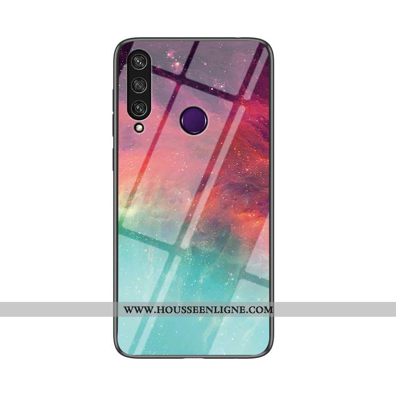 Coque Huawei Y6p Protection Verre Fluide Doux Dégradé Difficile Étui Noir