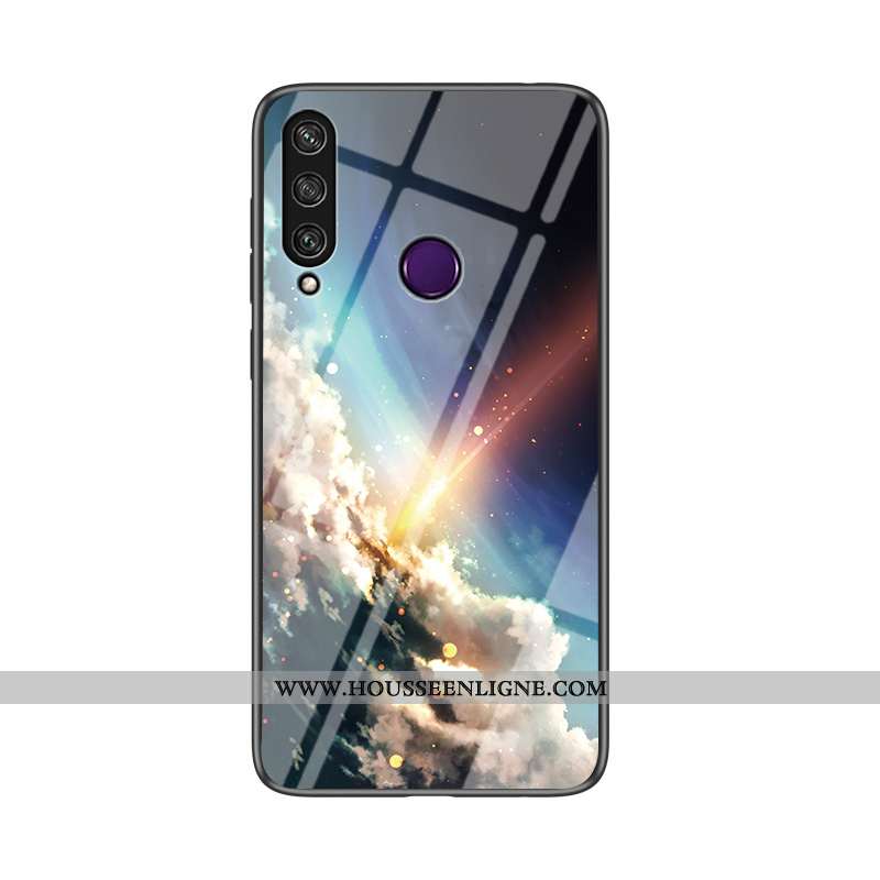 Coque Huawei Y6p Protection Verre Fluide Doux Dégradé Difficile Étui Noir