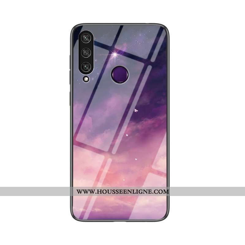 Coque Huawei Y6p Protection Verre Fluide Doux Dégradé Difficile Étui Noir