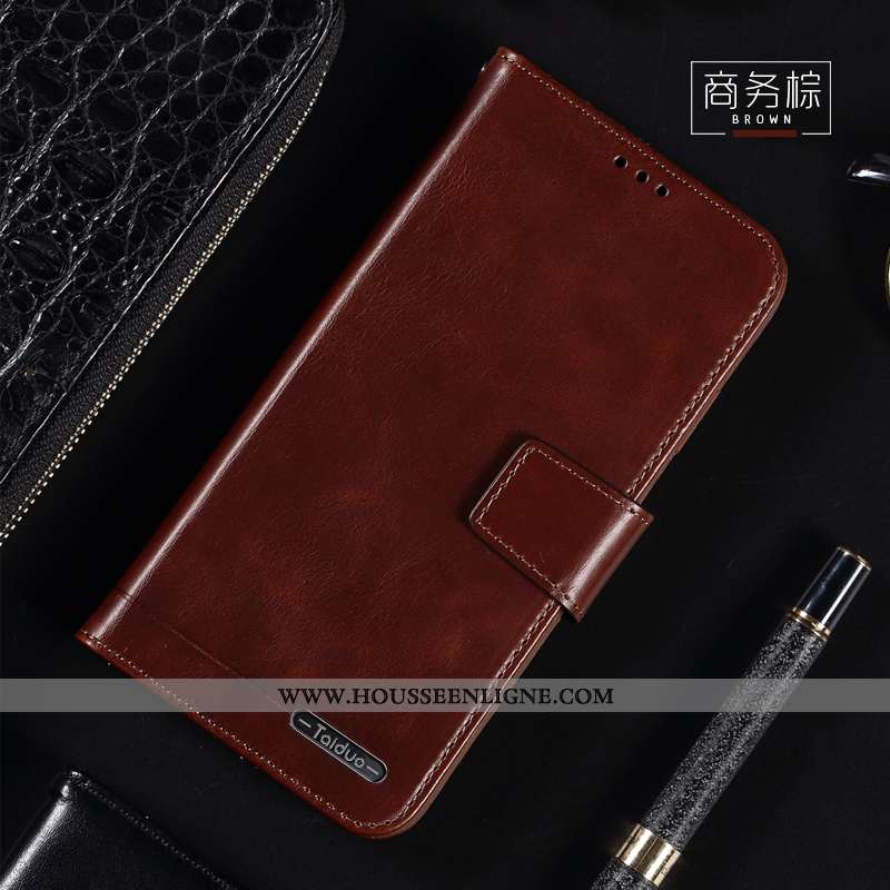 Coque Huawei Y7 2020 Cuir Cuir Véritable 2020 Véritable Téléphone Portable Étui Housse Marron