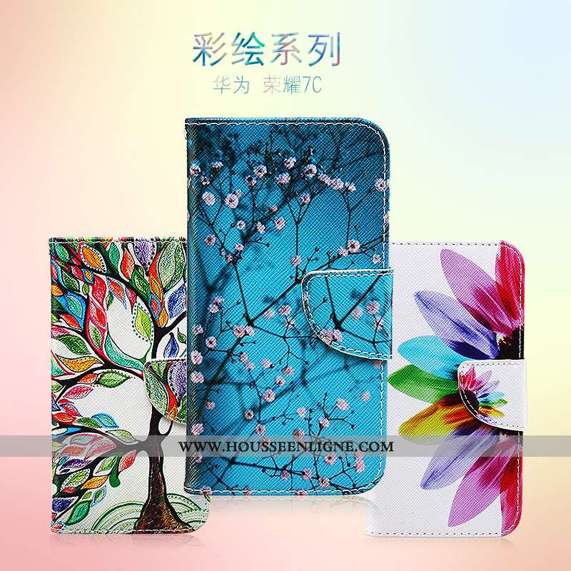 Coque Huawei Y7 2020 Protection Cuir Multicolore Housse Étui Téléphone Portable Coloré