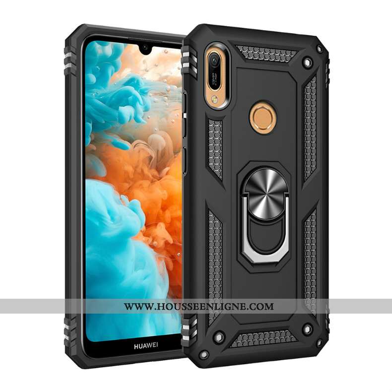 Coque Huawei Y7 2020 Silicone Protection Noir Difficile Anneau Magnétisme