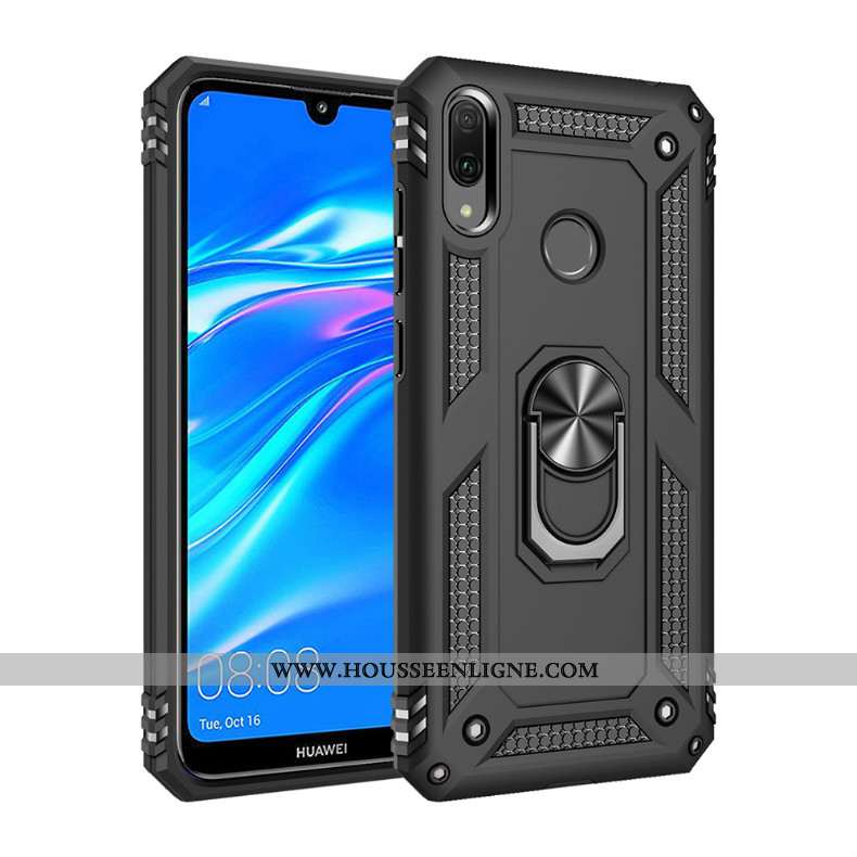 Coque Huawei Y7 2020 Silicone Protection Noir Difficile Anneau Magnétisme