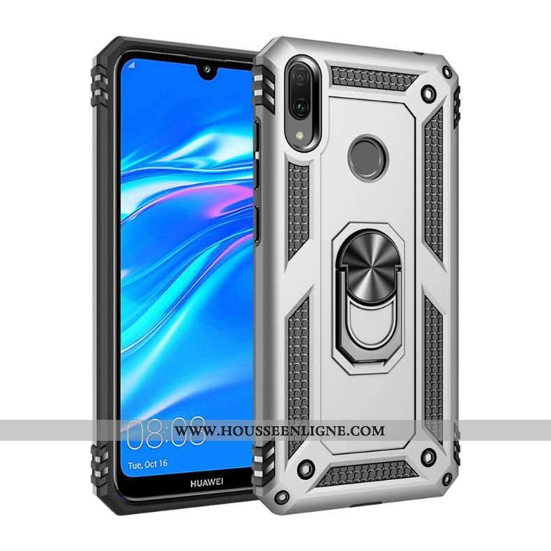 Coque Huawei Y7 2020 Silicone Protection Noir Difficile Anneau Magnétisme