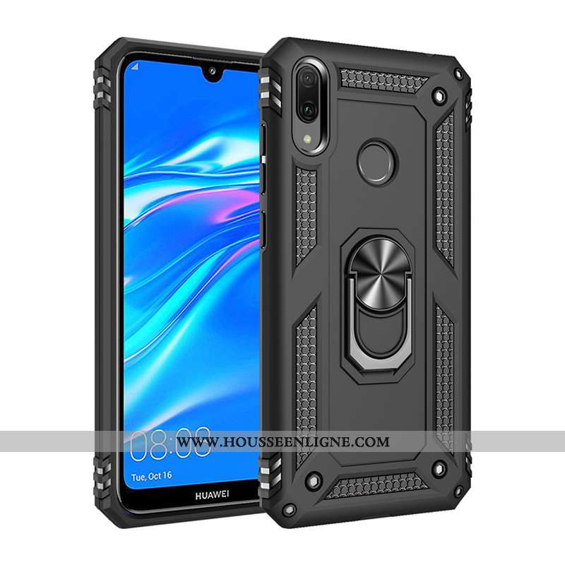 Coque Huawei Y7 2020 Silicone Protection Noir Difficile Anneau Magnétisme