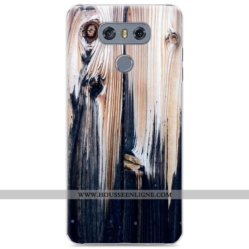 Coque Lg G6 En Bois Modèle Fleurie Étui Difficile Téléphone Portable Simple Bleu Foncé