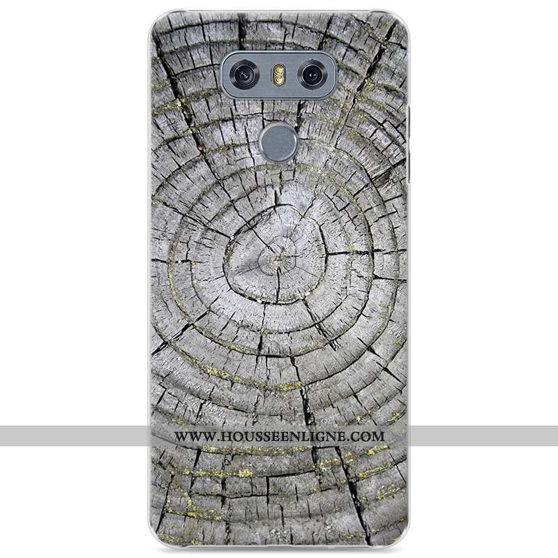 Coque Lg G6 En Bois Modèle Fleurie Étui Difficile Téléphone Portable Simple Bleu Foncé
