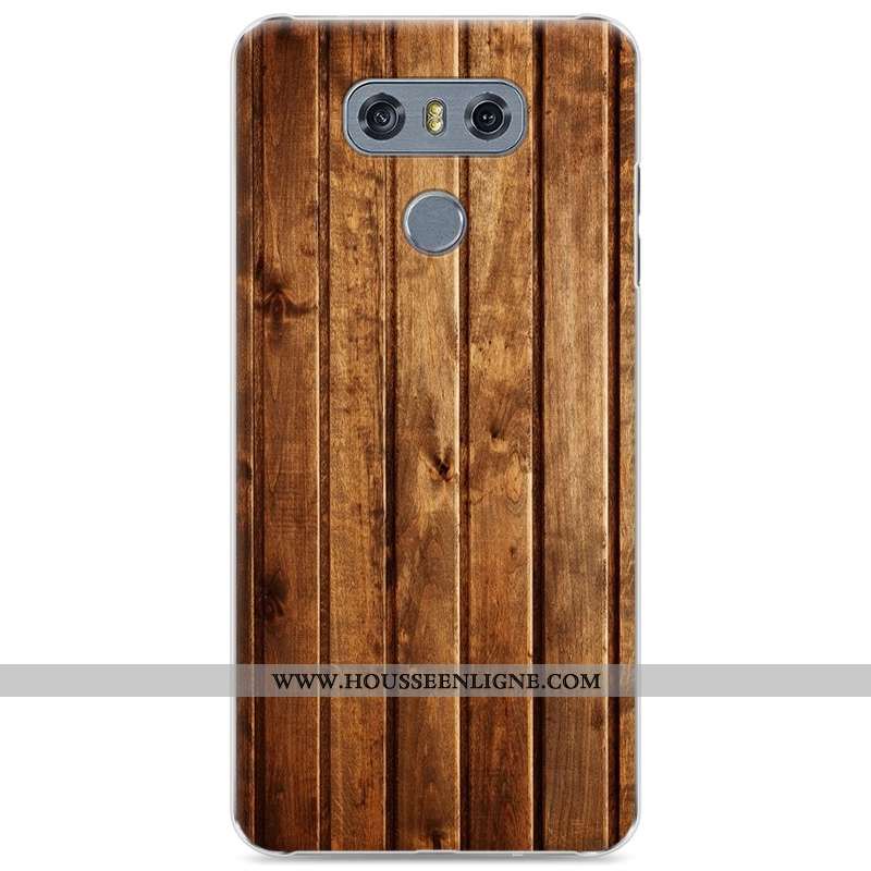 Coque Lg G6 En Bois Modèle Fleurie Étui Difficile Téléphone Portable Simple Bleu Foncé