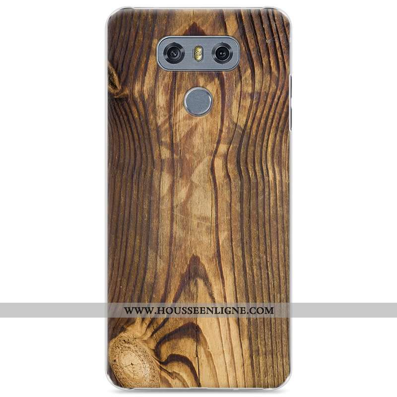 Coque Lg G6 En Bois Modèle Fleurie Étui Difficile Téléphone Portable Simple Bleu Foncé