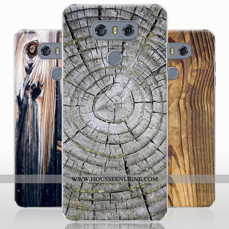 Coque Lg G6 En Bois Modèle Fleurie Étui Difficile Téléphone Portable Simple Bleu Foncé