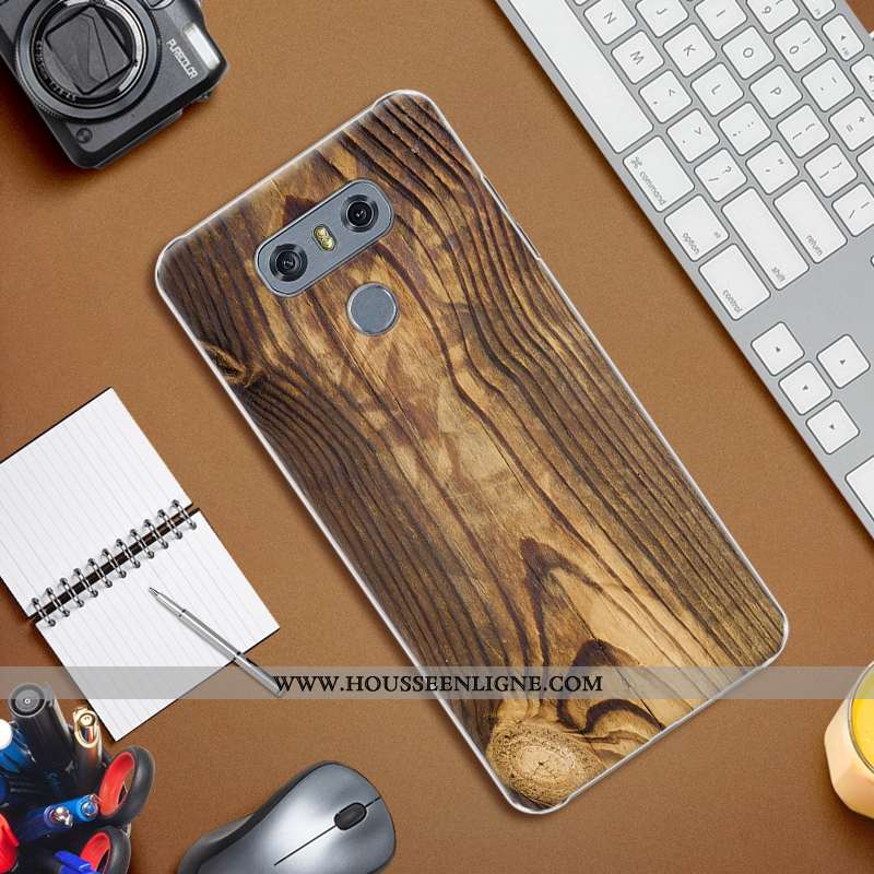 Coque Lg G6 En Bois Modèle Fleurie Étui Difficile Téléphone Portable Simple Bleu Foncé