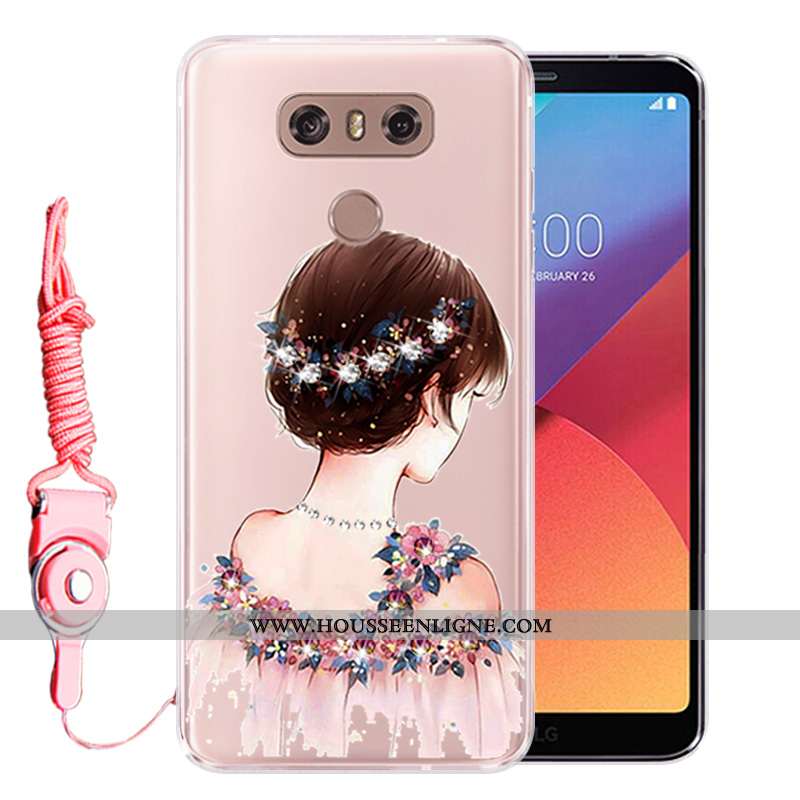 Coque Lg G6 Silicone Protection Incassable Strass Tout Compris Fluide Doux Téléphone Portable Rose