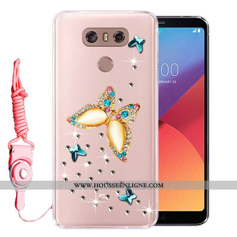 Coque Lg G6 Silicone Protection Incassable Strass Tout Compris Fluide Doux Téléphone Portable Rose